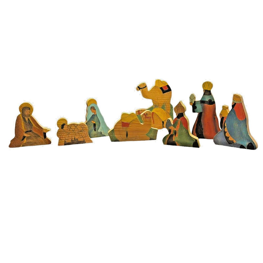 Nadi Kurt Adler Handiworks‎ Wood Nativity Scene Christmas 8pcs Handcrafted Decor